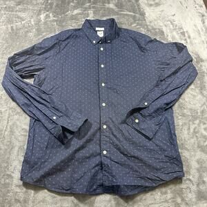 Gap Button Down Shirt Mens Large Blue Untucked Collared Geometric Print‎
